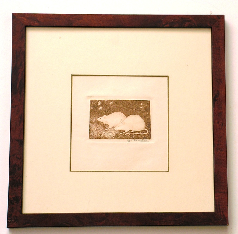 Jan Mankes - 'twee muisjes' - ets - gesigneerd - 1916 verkocht voor € 700!