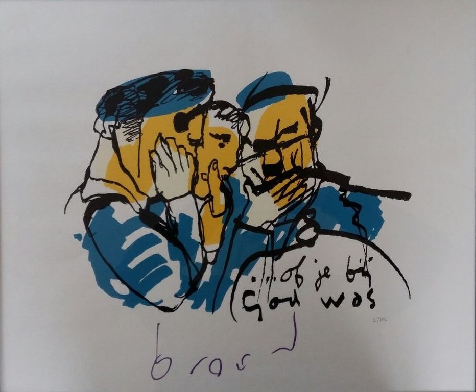Zeefdruk van Herman Brood - Of je bij god Was - ingelijst verkocht voor € 110!
