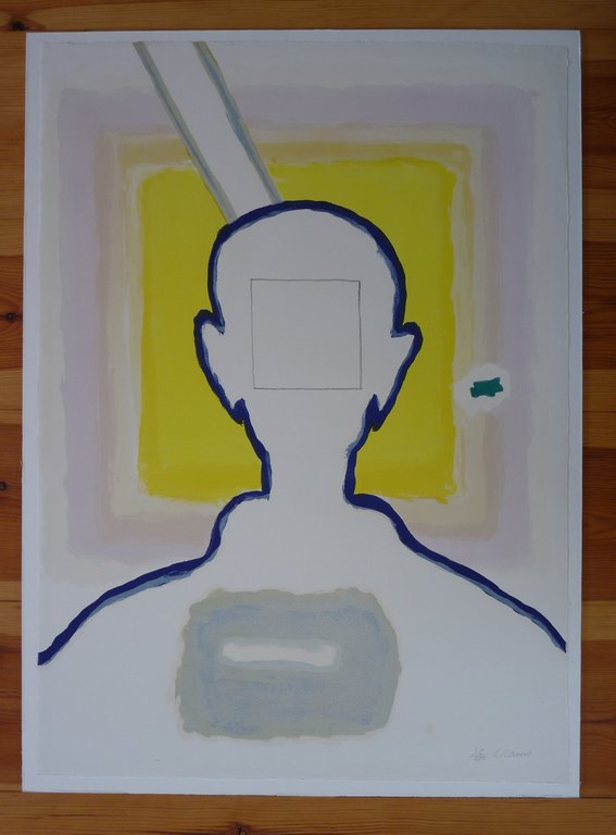 Roger Raveel, lithografie, zelfportret in tegenlicht kopen? Bied vanaf 595!