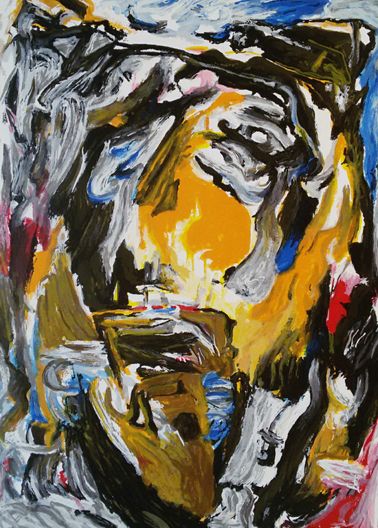 Theo Wolvecamp - Abstracte voorstelling, zeefdruk verkocht voor € 175!