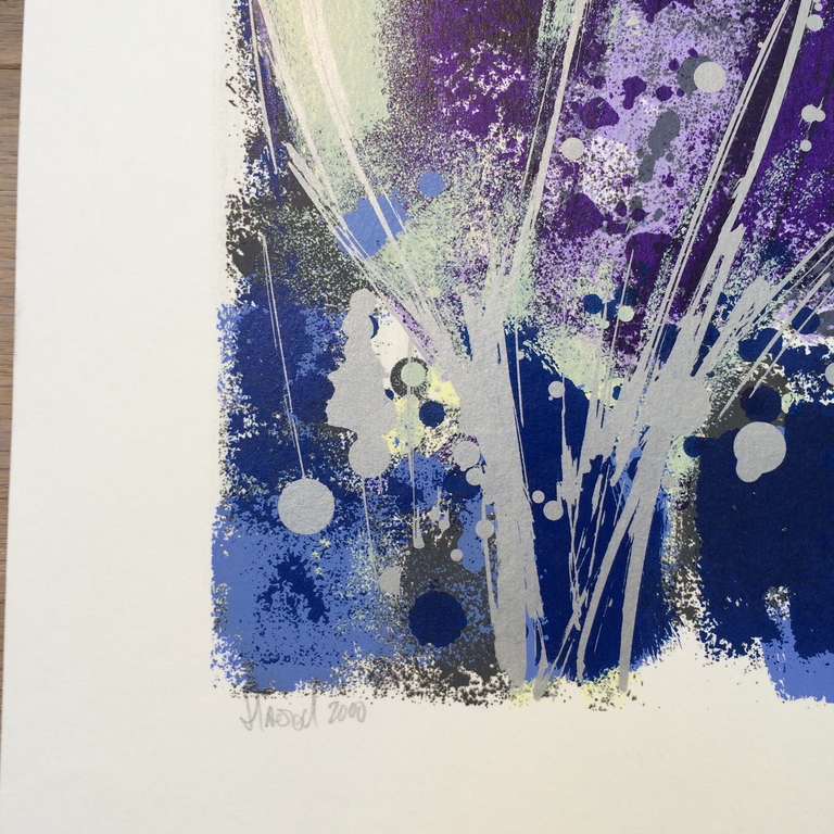 Ad van Hassel;, zeefdruk op papier, titel:"Paarse tulpen" kopen? Bied vanaf 1!