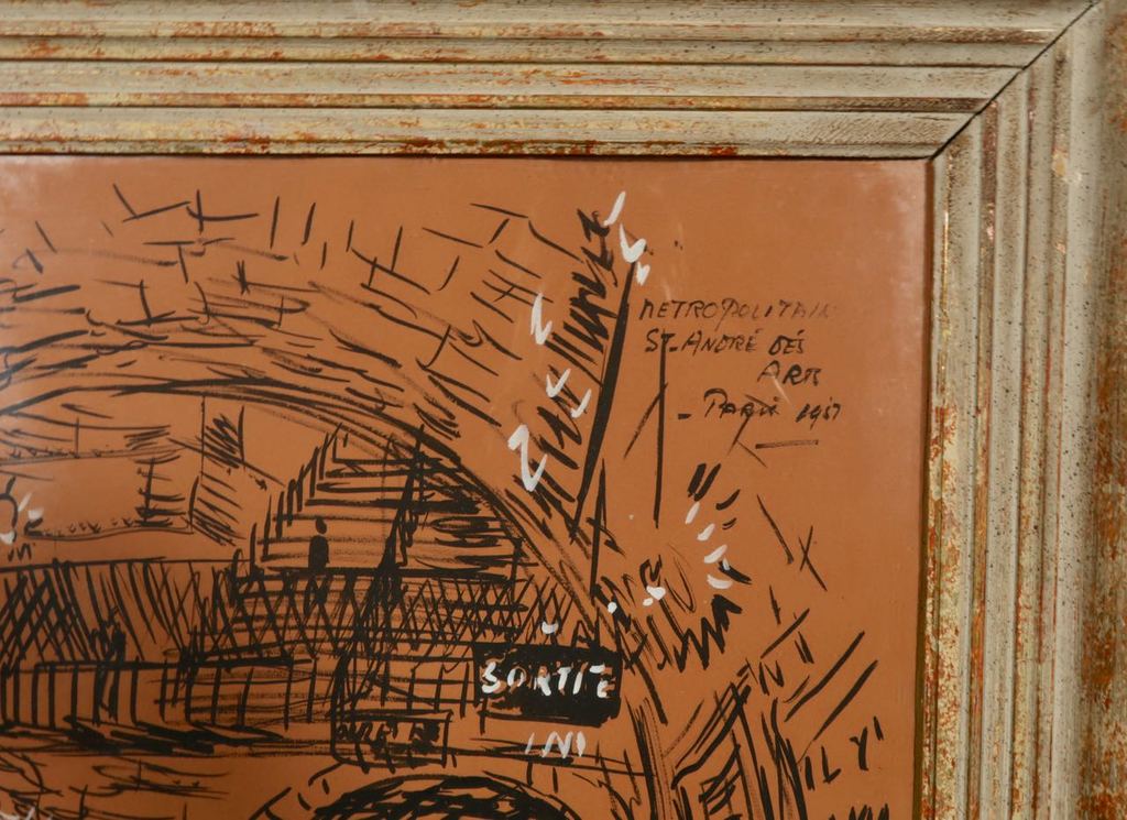 Jan van Holthe: Tekening op papier, Metropolitain - Ingelijst kopen? Bied vanaf 50!