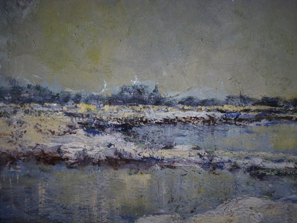 Groot onduidelijk gesigneerd Hollands "Winters rivieren/polderlandschap" ca 1930 kopen? Bied vanaf 1!