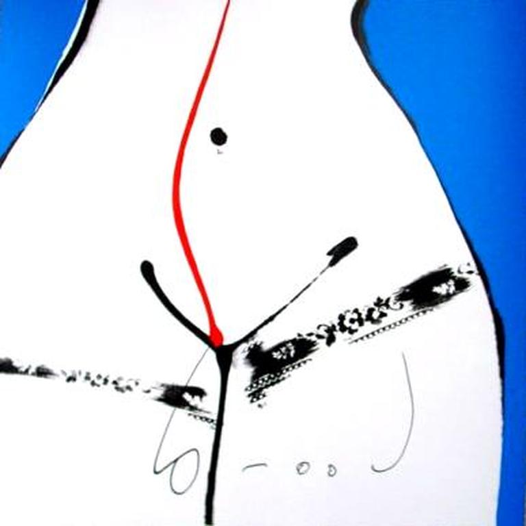 HERMAN BROOD, grote gelimiteerde en handgesigneerde zeefdruk 'Hips Blauw' verkocht voor € 82!