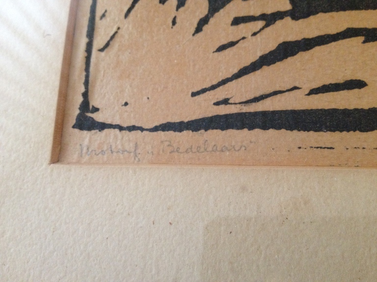 Onbekende kunstenaar: Motief “Bedelaars”, linosnede, 1954 kopen? Bied vanaf 1!