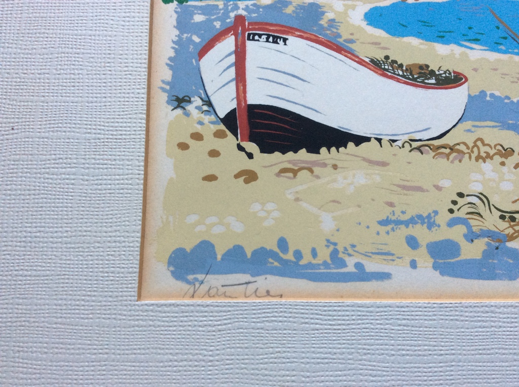Visser aan het strand - lithografie, gesign. ca.1960 kopen? Bied vanaf 1!