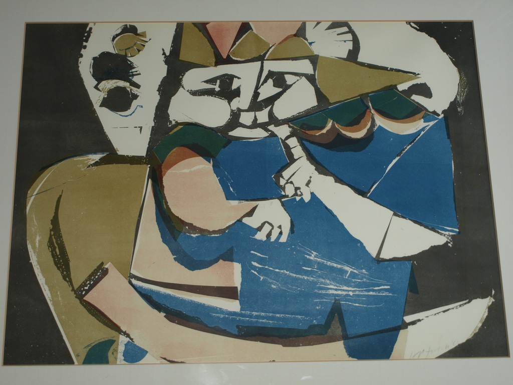 Onduidelijke signatuur : Zeefdruk – CoBrA – Ingelijst - 1962 verkocht voor € 55!