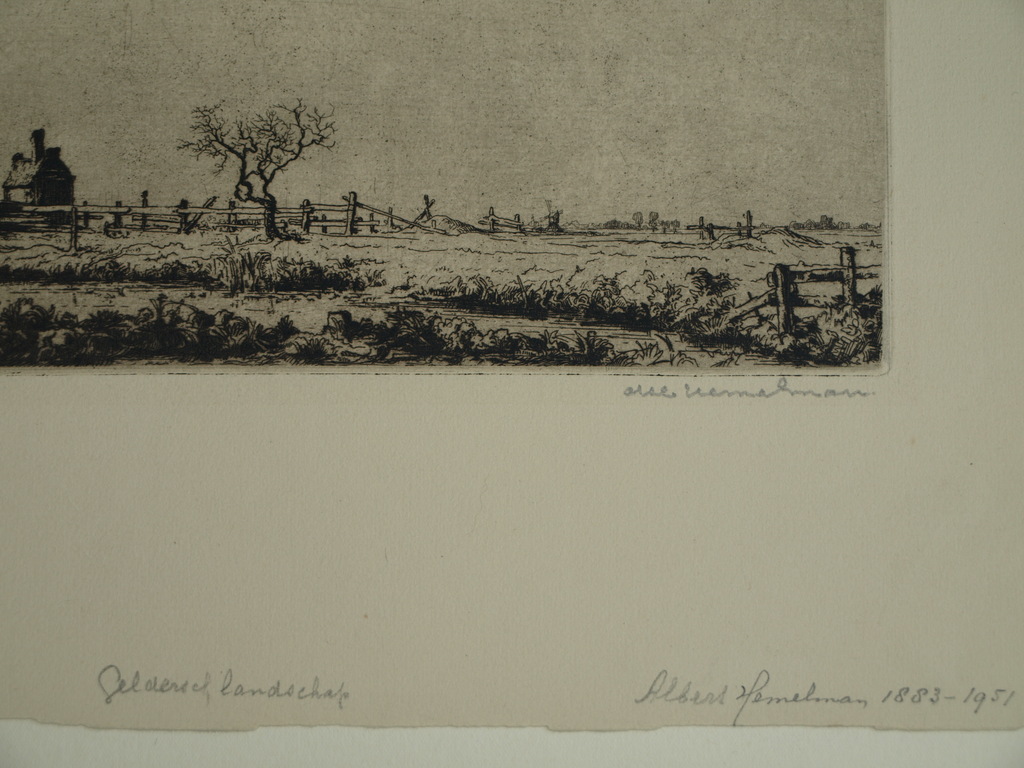 Albert Hemelman (1883-1951) : Ets â�� Geldersch landschap â�� gesigneerd â�� ca 1935 kopen? Bied vanaf 25!
