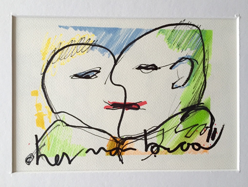 HERMAN BROOD, originele tekening op papier 'Love' verkocht voor € 410!