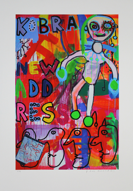 PAUL KOSTABI Gr Giclee(85x61cm) KOBRA Handgesigneerd verkocht voor € 65!