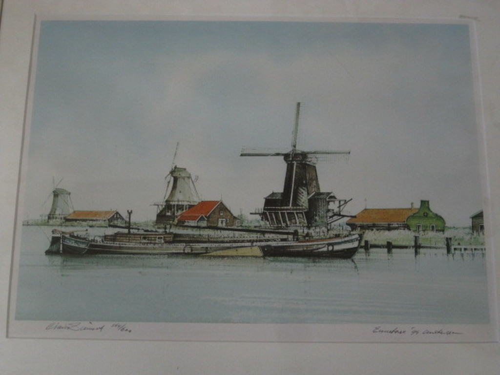 Ciano Siewert (1942-) litho "vrachtschip bij Zaandam" gesigneerd   kopen? Bied vanaf 1!