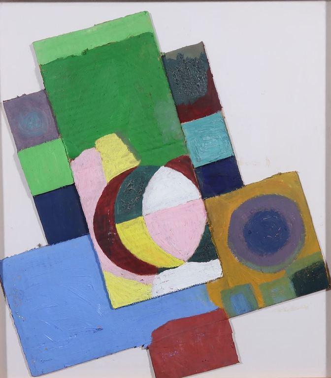 Meertje Kaal: Olieverf en collage op karton, Zonder titel - Ingelijst kopen? Bied vanaf 1!