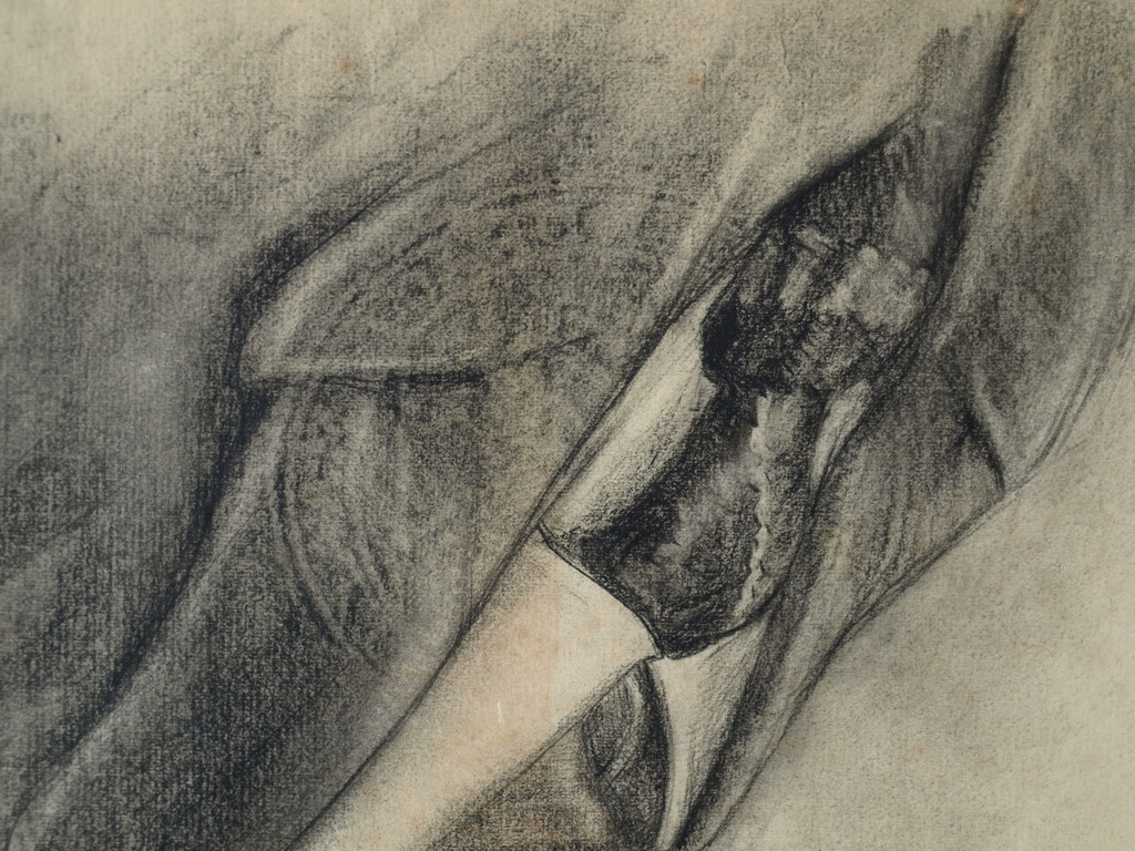 Onbekend : Tekening , Portret streng kijkende man – ca 1920  kopen? Bied vanaf 1!