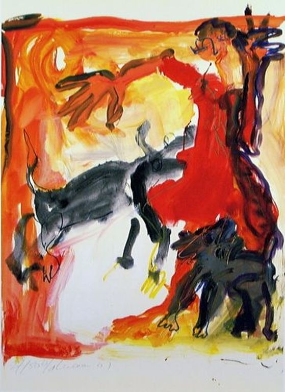 Hetty van der Linden; Red Dress /150. Techniek; Grafiek. Stijl; figuratief.  kopen? Bied vanaf 50!