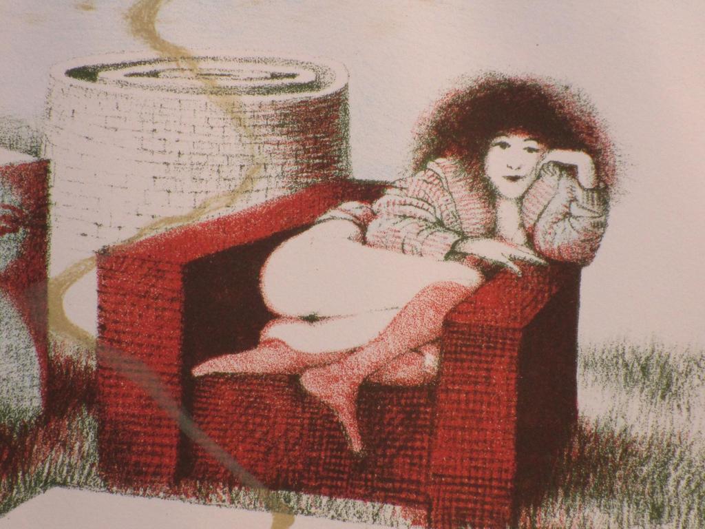 Nicolaas Wijnberg, Wulpse dame in landschap, Kleurenlitho kopen? Bied vanaf 1!