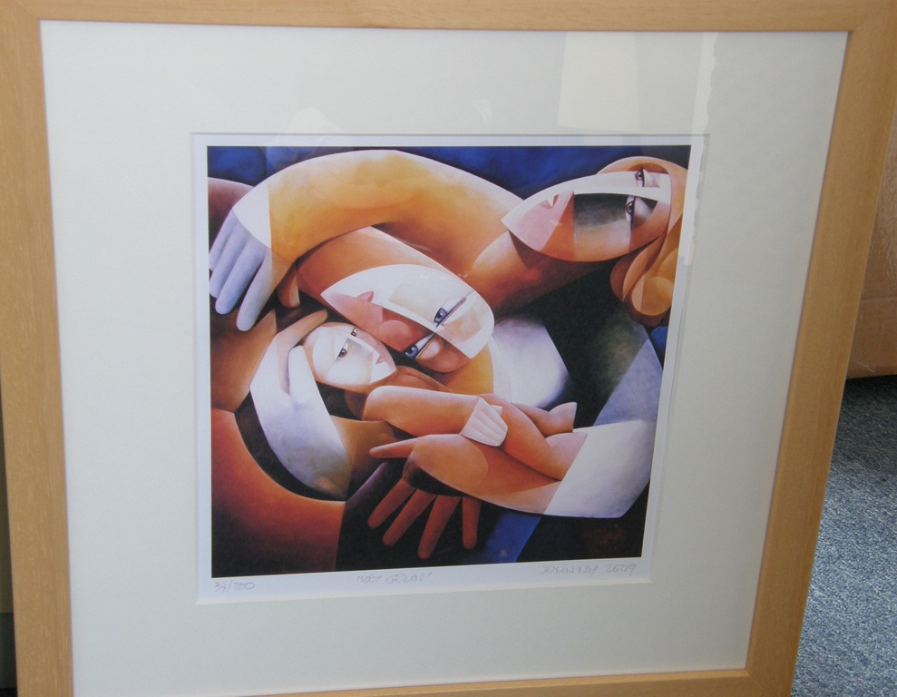 John Noy: zeefdruk, Titel 'Het gezin', genummerd 37/200, potlood gesigneerd. verkocht voor € 95!