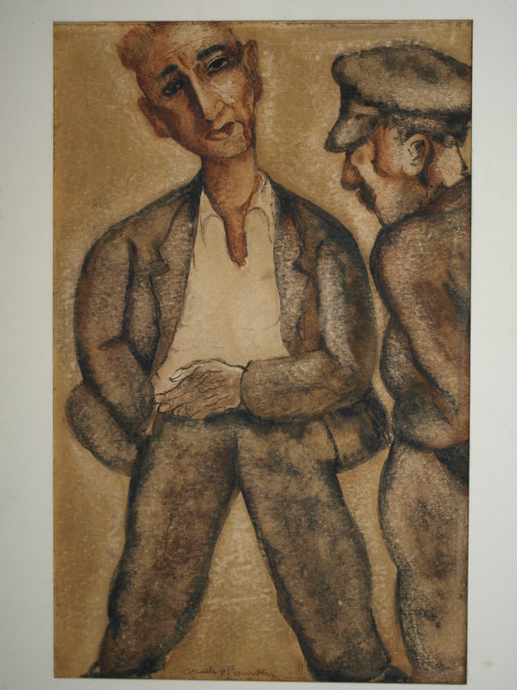 CORNELIS VAN LEEUWEN – Tekening / aquarel – 2 Mannen – Gesigneerd - ca 1940 kopen? Bied vanaf 1!