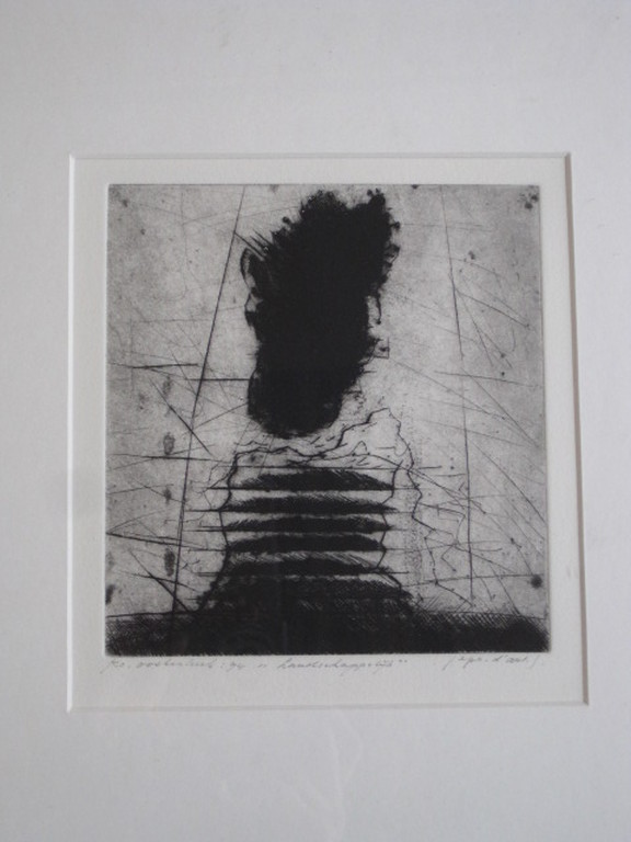 Karakteristieke ets uit de serie "Landschappelijk" van Ko Oosterkerk 1928-2012 verkocht voor € 85!