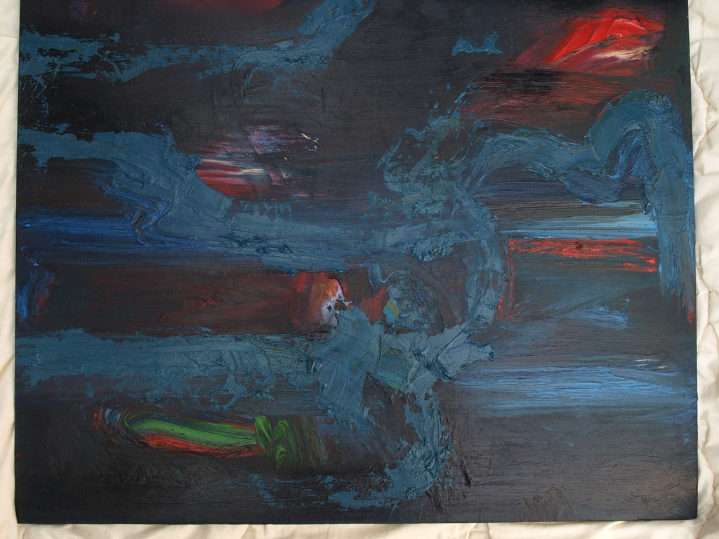 Onduidelijke signatuur  – Olieverf op paneel – Abstract - Gesigneerd - Groot kopen? Bied vanaf 1!