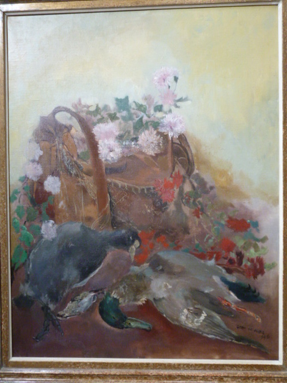 Germ de Jong - olieverf - De versierde wijtasch verkocht voor € 450!
