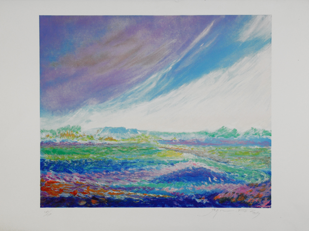 JEAN FERNAND  Grote Kleurenlitho  PAYSAGE BLEU  Handgesigneerd kopen? Bied vanaf 1!