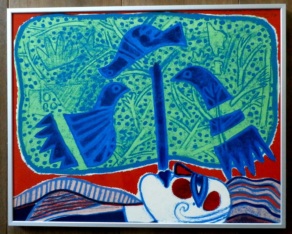  corneille - ingelijste litho:  autre a oiseaux - 1977 kopen? Bied vanaf 225!
