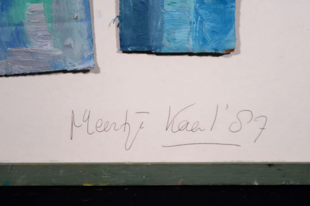 Meertje Kaal: Collage van stof en karton, Zonder titel - Ingelijst kopen? Bied vanaf 1!