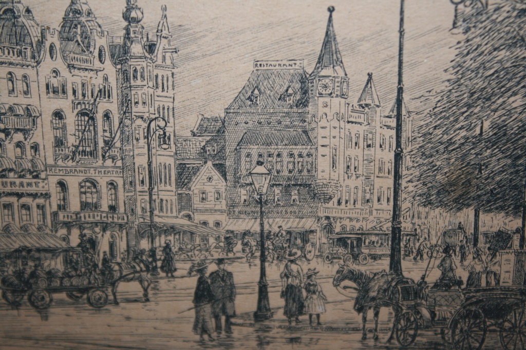 Rembrandts plein Amsterdam van Eug Rensburg kopen? Bied vanaf 35!