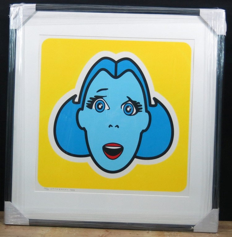 Ottograph: Zeefdruk, Blue Girl Geel -Ingelijst kopen? Bied vanaf 50!