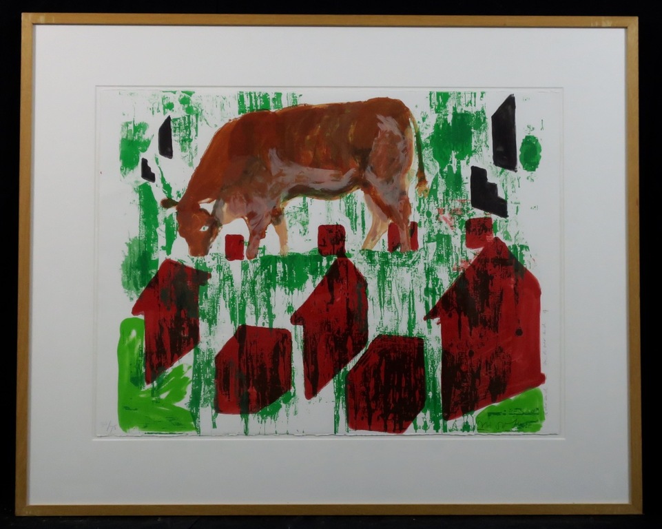 Cees Dolk: Zeefdruk, Roerend en onroerend (4) - Ingelijst kopen? Bied vanaf 35!