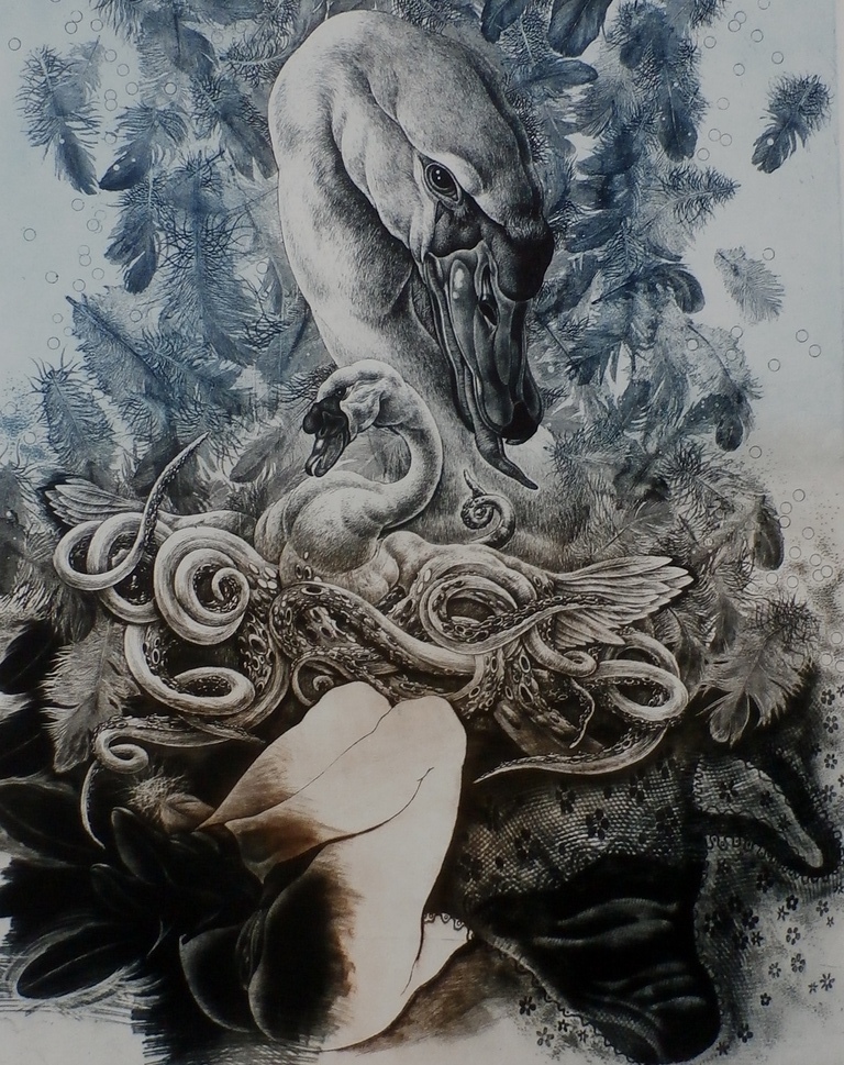 Hugo Besard - Ets - Titel: "Leida en de zwaan" - 1992 kopen? Bied vanaf 55!