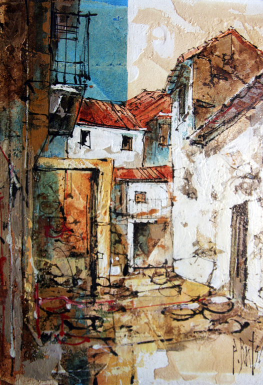 Pierre Bertschi, Village (1976), olieverf kopen? Bied vanaf 60!