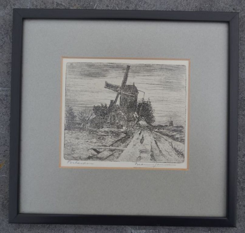 Twee fraaie etsen van Marius Janssen, in potlood gesigneerd. kopen? Bied vanaf 50!