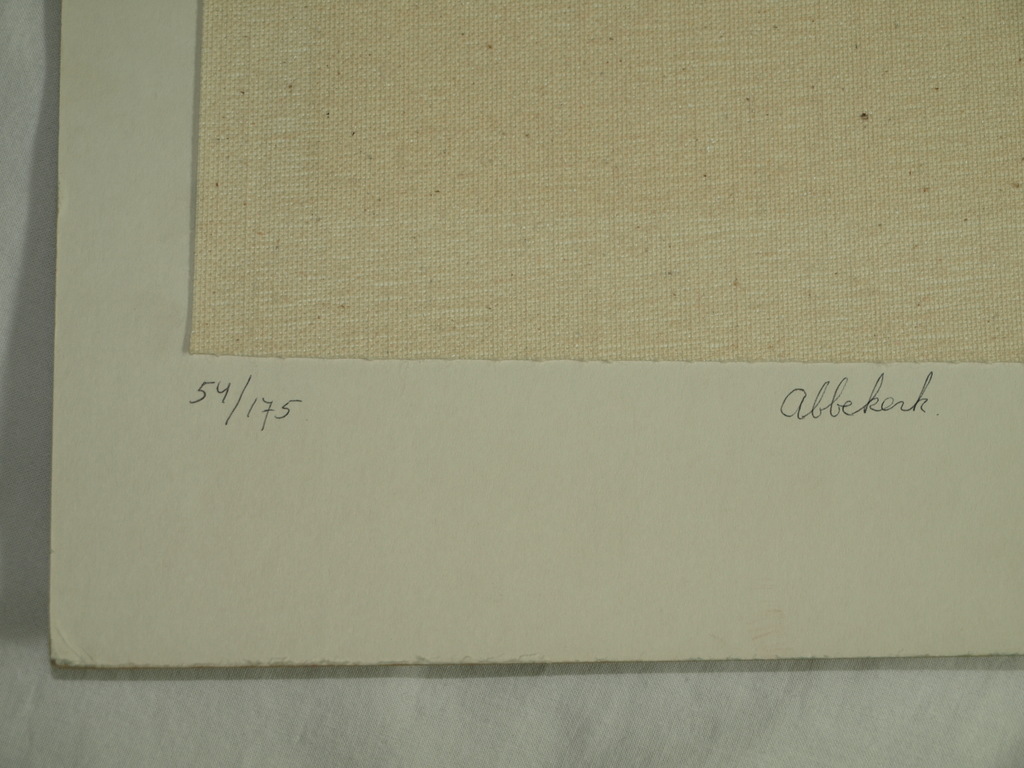Onduidelijke signatuur:  Zeefdruk op doek – Abbekerk  kopen? Bied vanaf 1!
