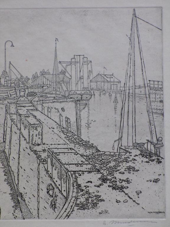 Willem Minderman, Veere aan het Walcherse kanaal, Litho kopen? Bied vanaf 1!