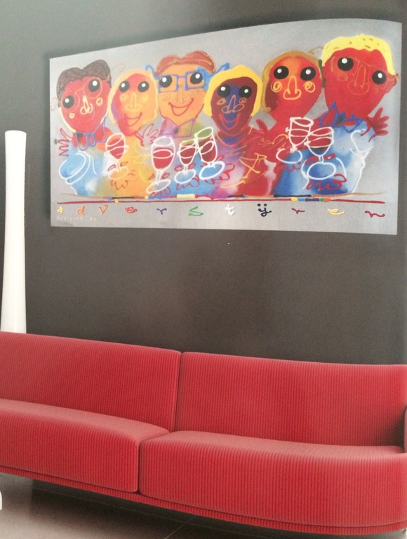 AD VERSTIJNEN, groot schilderij: acrylverf op linnen 'Feest (70x140 cm.)' kopen? Bied vanaf 295!