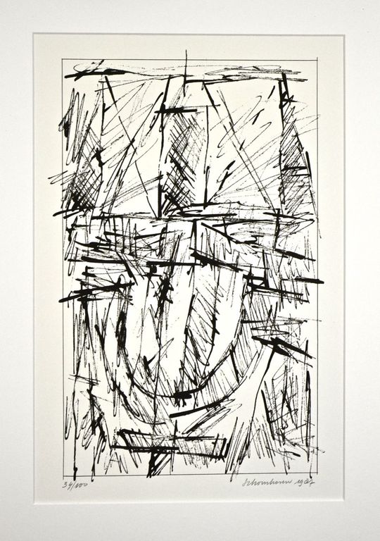 Jan Schoonhoven: Zeefdruk. Abstracte compositie verkocht voor € 220!