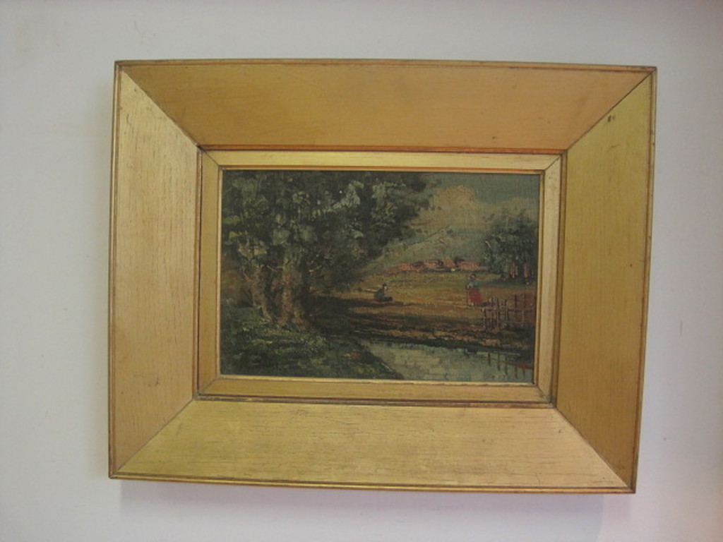ca. 1900 impressionist. olieverf "landschap met personen" gesigneerd  kopen? Bied vanaf 1!