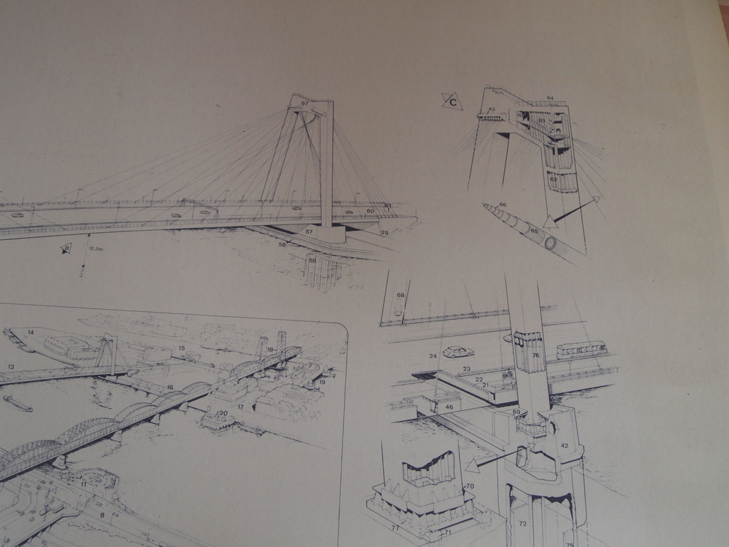 Rudolf Das - originele bouwtekening Willemsbrug Rotterdam kopen? Bied vanaf 1!