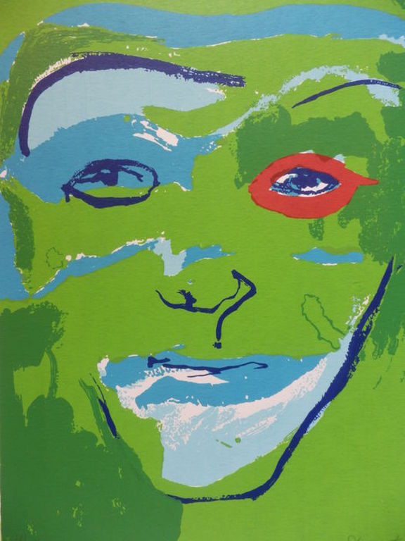 SYLVIA KRISTEL  Kleurenzeefdruk GROEN GELAAT  Handgesigneerd kopen? Bied vanaf 45!