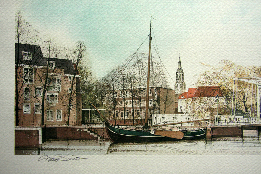 Ciano Siewert, offset litho, Gezicht op Delft met Oostpoort kopen? Bied vanaf 90!