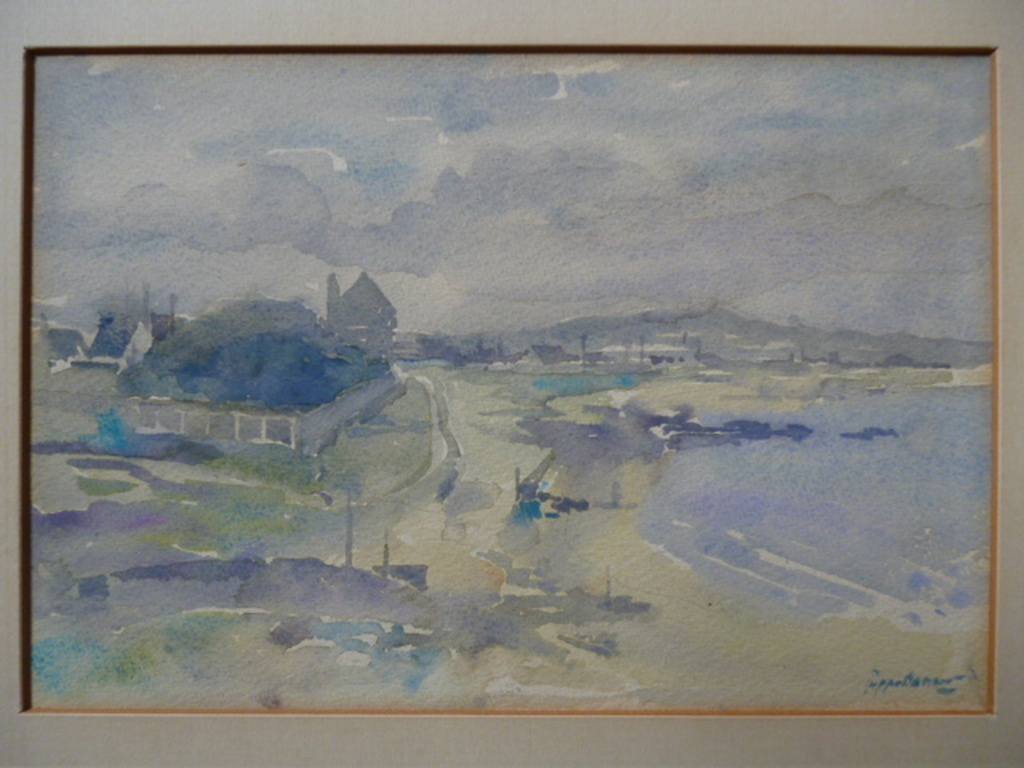 Poppe Damave - aquarel - Kustlandschap kopen? Bied vanaf 30!