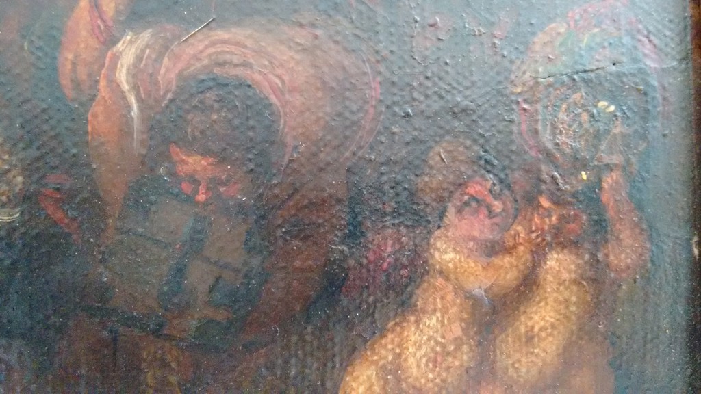 17 de eews, authentiek schilderij, titel: de bruidstoet, onleesbare handtekening kopen? Bied vanaf 220!