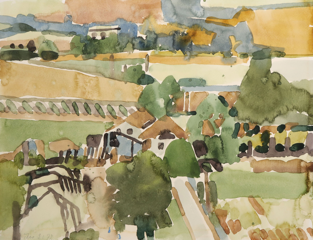 Theo Elfrink: Aquarel, Zuid-Frans landschap kopen? Bied vanaf 20!