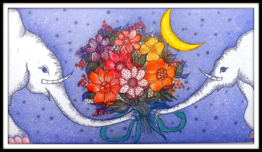 Francoise Deberdt - gesigneerde kleuren ets - La Noche - ca 1970 kopen? Bied vanaf 1!