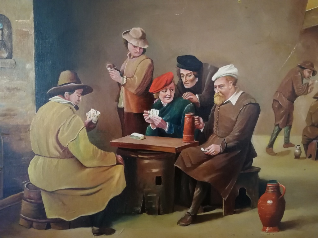 onbekend kunstenaar - olieverf op doek - kaart spelers in oud interieur kopen? Bied vanaf 1!