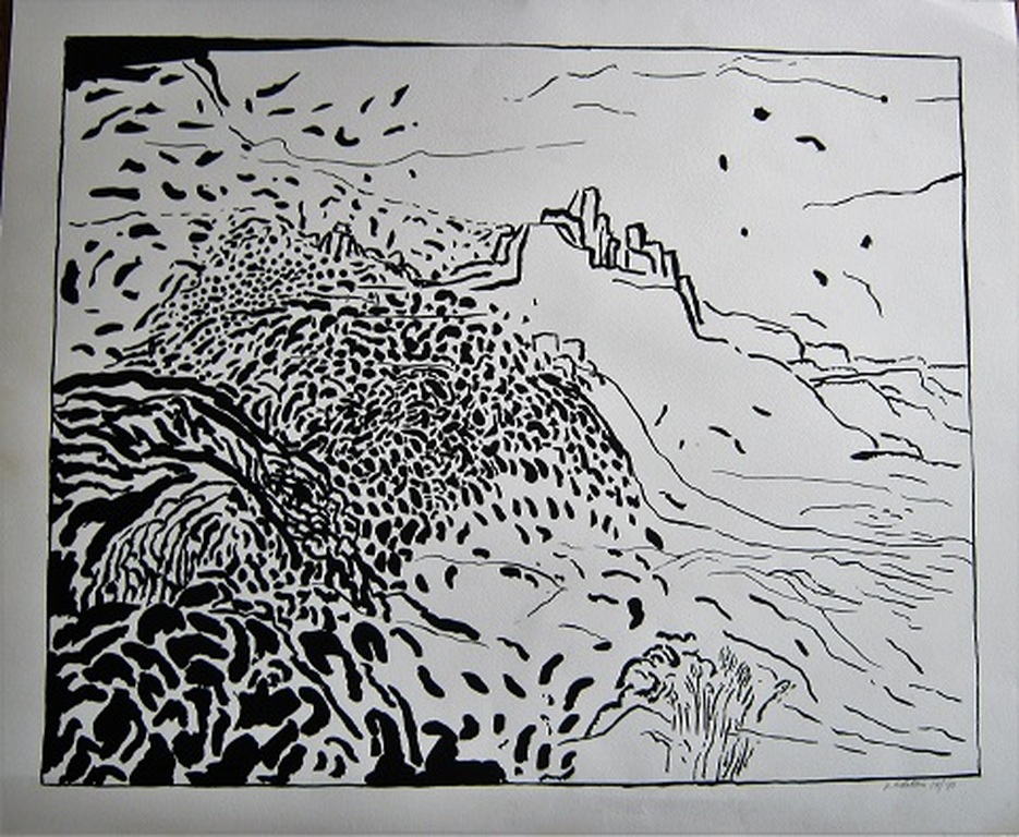 Pieter Holstein  lino landschap verkocht voor € 54!