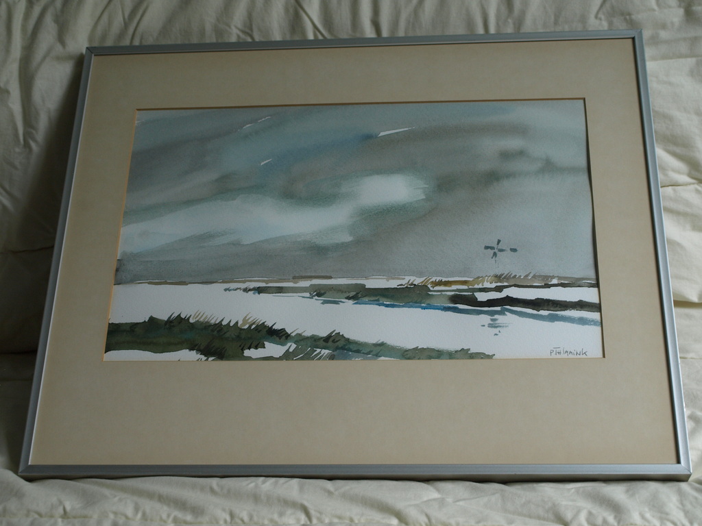 Bob Immink : Aquarel, Landschap in Noord-Holland �gesigneerd & ingelijst�ca 1975 kopen? Bied vanaf 75!