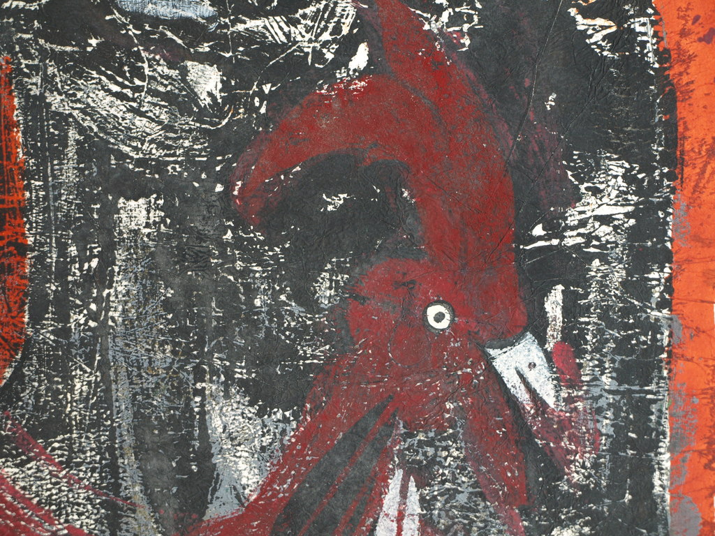 Henny Visch : Acrylverf op papier , De Tovenaar – Gesigneerd – ca 1965  kopen? Bied vanaf 1!