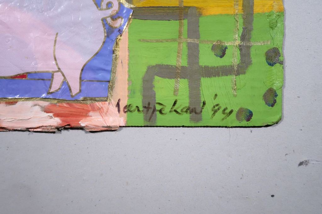 Meertje Kaal: Olieverf en collage op karton, Bij de crematie - Ingelijst kopen? Bied vanaf 1!